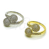 Oro Laminado Multi Stone Ring, Gold Filled Style Ball Design, with White Cubic Zirconia, Polished, Golden Finish, 01.283.0059 (One size fits all)