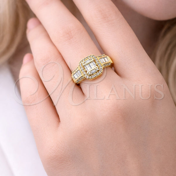 Gold Filled Ring — Multi Stone Ring Baguette and Cluster Design with — alternate product view — SKU 164083 | Oro Laminado anillo — Multi Stone Ring Baguette and Cluster diseño with — SKU 164083