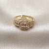 Oro Laminado Multi Stone Ring, Gold Filled Style Baguette and Cluster Design, with White Cubic Zirconia and White Micro Pave, Polished, Golden Finish, 01.283.0061 (One size fits all)