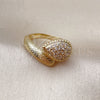 Oro Laminado Multi Stone Ring, Gold Filled Style Teardrop Design, with White Cubic Zirconia, Diamond Cutting Finish, Golden Finish, 01.283.0062 (One size fits all)