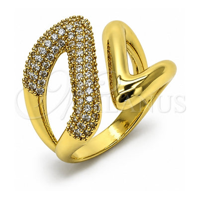 Oro Laminado Multi Stone Ring, Gold Filled Style with White Cubic Zirconia, Polished, Golden Finish, 01.283.0063 (One size fits all)
