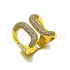 Oro Laminado Multi Stone Ring, Gold Filled Style with White Cubic Zirconia, Polished, Golden Finish, 01.283.0064 (One size fits all)