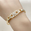 Oro Laminado Individual Bangle, Gold Filled Style Flower Design, with White Cubic Zirconia, Polished, Golden Finish, 07.237.0007.04 (Thickness, Size 4 (2.25 Diameter))