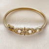 Oro Laminado Individual Bangle, Gold Filled Style Flower Design, with White Cubic Zirconia, Polished, Golden Finish, 07.237.0007.04 (Thickness, Size 4 (2.25 Diameter))