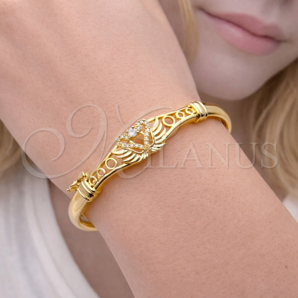 Gold Filled Jewelry — Individual Bangle Swan Design with White Cubic Zirconia — alternate product view — SKU 164089 | Oro Laminado joyería — Individual Bangle Swan diseño with blanco Cubic Zirconia — SKU 164089