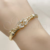 Oro Laminado Individual Bangle, Gold Filled Style Swan Design, with White Cubic Zirconia, Polished, Golden Finish, 07.237.0008.04 (Thickness, Size 4 (2.25 Diameter))