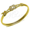 Oro Laminado Individual Bangle, Gold Filled Style Swan Design, with White Cubic Zirconia, Polished, Golden Finish, 07.237.0008.04 (Thickness, Size 4 (2.25 Diameter))
