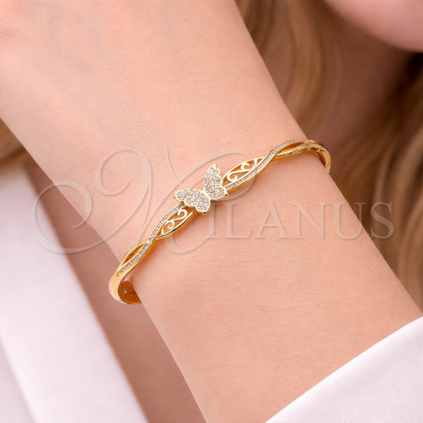 Gold Filled Jewelry — Individual Bangle Butterfly Design with White Micro Pave — alternate product view — SKU 164090 | Oro Laminado joyería — Individual Bangle Butterfly diseño with blanco Micro Pave — SKU 164090