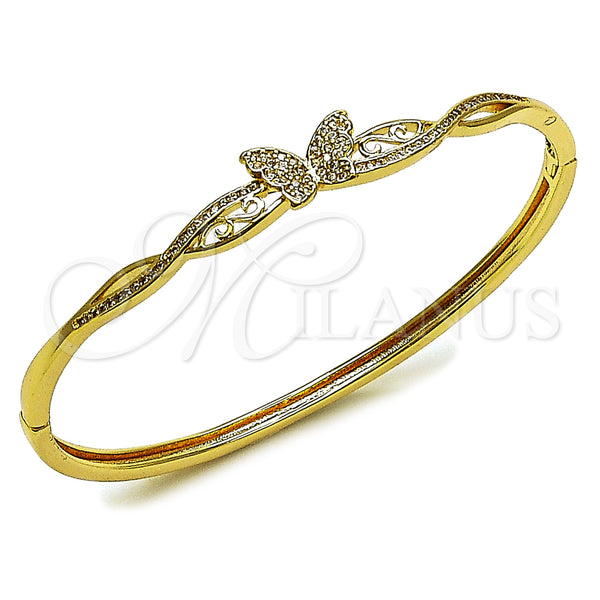 Gold Filled Jewelry — Individual Bangle Butterfly Design with White Micro Pave — main product view — SKU 164090 | Oro Laminado joyería — Individual Bangle Butterfly diseño with blanco Micro Pave — SKU 164090