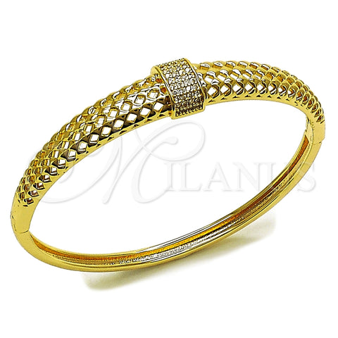 Oro Laminado Individual Bangle, Gold Filled Style with White Cubic Zirconia, Polished, Golden Finish, 07.237.0010.04 (11 MM Thickness, Size 4 (2.25 Diameter))