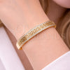 Oro Laminado Individual Bangle, Gold Filled Style Greek Key Design, with White Micro Pave, Polished, Golden Finish, 07.237.0011.04 (Thickness, Size 4 (2.25 Diameter))