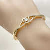 Oro Laminado Individual Bangle, Gold Filled Style Heart and Infinite Design, with White Cubic Zirconia, Polished, Golden Finish, 07.237.0012.04 (Thickness, Size 4 (2.25 Diameter))
