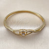 Oro Laminado Individual Bangle, Gold Filled Style Heart and Infinite Design, with White Cubic Zirconia, Polished, Golden Finish, 07.237.0012.04 (Thickness, Size 4 (2.25 Diameter))