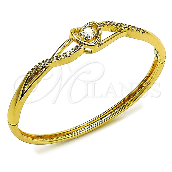Gold Filled Jewelry — Individual Bangle Heart and Infinite Design with White — main product view — SKU 164093 | Oro Laminado joyería — Individual Bangle corazón and Infinite diseño with blanco — SKU 164093