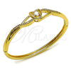 Oro Laminado Individual Bangle, Gold Filled Style Heart and Infinite Design, with White Cubic Zirconia, Polished, Golden Finish, 07.237.0012.04 (Thickness, Size 4 (2.25 Diameter))