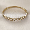 Oro Laminado Individual Bangle, Gold Filled Style Heart Design, with White Micro Pave, Polished, Golden Finish, 07.237.0013.04 (07 MM Thickness, Size 4 (2.25 Diameter))