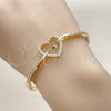 Oro Laminado Individual Bangle, Gold Filled Style Heart Design, with White Cubic Zirconia, Polished, Golden Finish, 07.237.0017.04 (Thickness, Size 4 (2.25 Diameter))