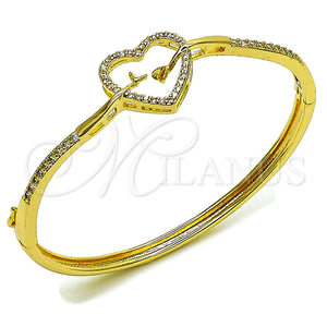 Gold Filled Jewelry — Individual Bangle Heart Design with White Cubic Zirconia — main product view — SKU 164098 | Oro Laminado joyería — Individual Bangle corazón diseño with blanco Cubic Zirconia — SKU 164098