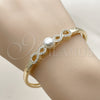 Oro Laminado Individual Bangle, Gold Filled Style Infinite and Ball Design, with White Cubic Zirconia and Ivory Pearl, Polished, Golden Finish, 07.237.0018.05 (Thickness, Size 5 (2.50 Diameter))