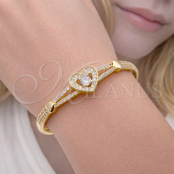 Gold Filled Jewelry — Individual Bangle Heart Design with White Cubic Zirconia — alternate product view — SKU 164100 | Oro Laminado joyería — Individual Bangle corazón diseño with blanco Cubic Zirconia — SKU 164100