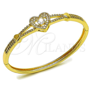 Gold Filled Jewelry — Individual Bangle Heart Design with White Cubic Zirconia — main product view — SKU 164100 | Oro Laminado joyería — Individual Bangle corazón diseño with blanco Cubic Zirconia — SKU 164100