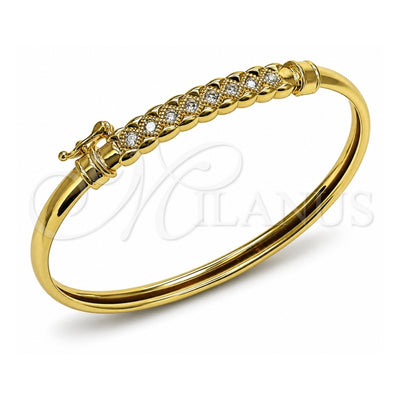 Oro Laminado Individual Bangle, Gold Filled Style with White Cubic Zirconia, Polished, Golden Finish, 07.237.0021.05 (Thickness, Size 5 (2.50 Diameter))