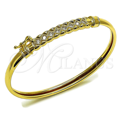 Oro Laminado Individual Bangle, Gold Filled Style with White Cubic Zirconia, Polished, Golden Finish, 07.237.0021.05 (Thickness, Size 5 (2.50 Diameter))