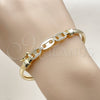 Oro Laminado Individual Bangle, Gold Filled Style Puff Mariner Design, with White Micro Pave, Polished, Golden Finish, 07.237.0023.05 (Thickness, Size 5 (2.50 Diameter))