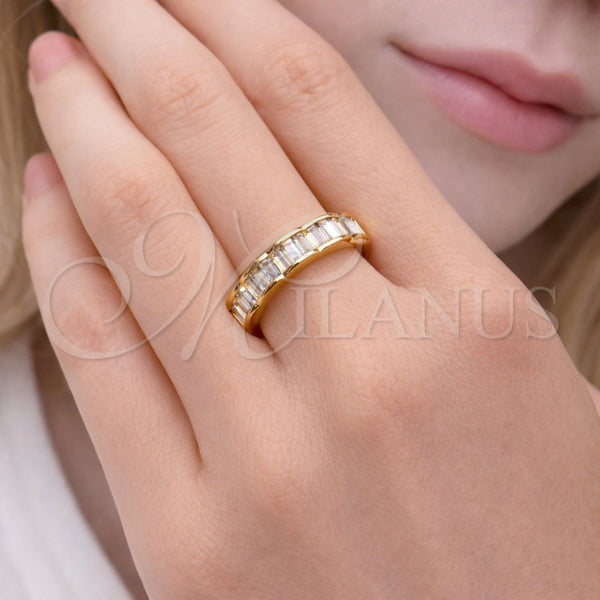 Gold Filled Ring — Multi Stone Ring Baguette Design with White Cubic — alternate product view — SKU 164111 | Oro Laminado anillo — Multi Stone Ring Baguette diseño with blanco Cubic — SKU 164111