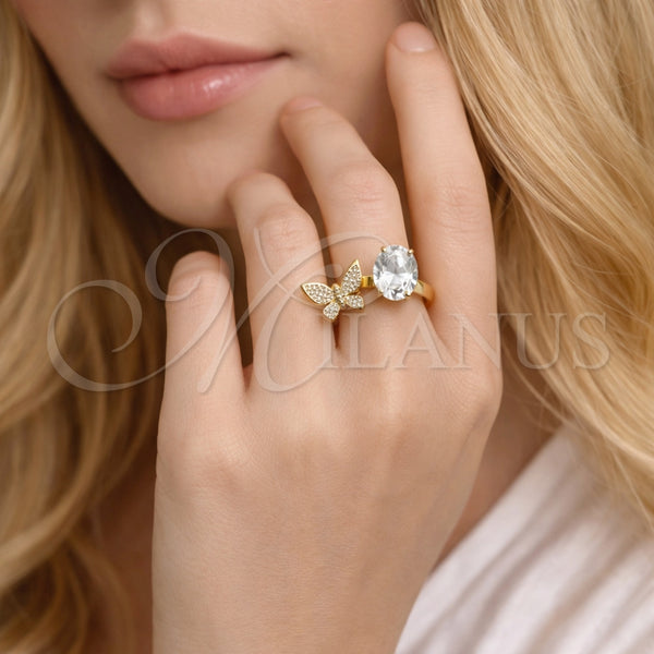 Gold Filled Ring — Multi Stone Ring Butterfly Design with White Cubic — alternate product view — SKU 164113 | Oro Laminado anillo — Multi Stone Ring Butterfly diseño with blanco Cubic — SKU 164113