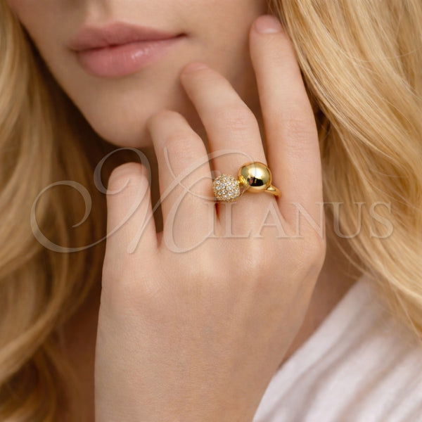 Gold Filled Ring — Multi Stone Ring Ball Design with White Micro — alternate product view — SKU 164114 | Oro Laminado anillo — Multi Stone Ring Ball diseño with blanco Micro — SKU 164114