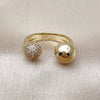 Oro Laminado Multi Stone Ring, Gold Filled Style Ball Design, with White Micro Pave, Polished, Golden Finish, 01.213.0080 (One size fits all)