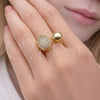 Oro Laminado Multi Stone Ring, Gold Filled Style Ball Design, with White Micro Pave, Polished, Golden Finish, 01.213.0081 (One size fits all)