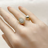 Oro Laminado Multi Stone Ring, Gold Filled Style Ball Design, with White Micro Pave, Polished, Golden Finish, 01.213.0081 (One size fits all)