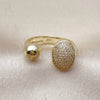 Oro Laminado Multi Stone Ring, Gold Filled Style Ball Design, with White Micro Pave, Polished, Golden Finish, 01.213.0081 (One size fits all)
