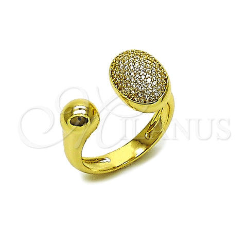 Oro Laminado Multi Stone Ring, Gold Filled Style Ball Design, with White Micro Pave, Polished, Golden Finish, 01.213.0081 (One size fits all)