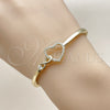 Oro Laminado Individual Bangle, Gold Filled Style Heart and Infinite Design, with White Cubic Zirconia, Polished, Golden Finish, 07.237.0024.04 (Thickness, Size 4 (2.25 Diameter))