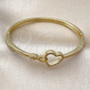 Oro Laminado Individual Bangle, Gold Filled Style Heart and Infinite Design, with White Cubic Zirconia, Polished, Golden Finish, 07.237.0024.04 (Thickness, Size 4 (2.25 Diameter))