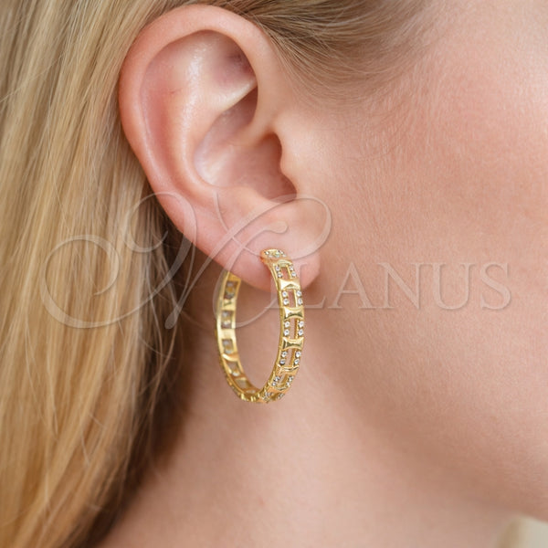 Gold Filled Hoop Earrings — Huggie Hoop with White Micro Pave Polished 02. — alternate product view — SKU 164119 | Oro Laminado aretes de aro — Huggie Hoop with blanco Micro Pave pulido 02. — SKU 164119