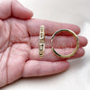 Oro Laminado Huggie Hoop, Gold Filled Style with White Micro Pave, Polished, Golden Finish, 02.237.0067.35