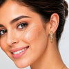 Oro Laminado Huggie Hoop, Gold Filled Style Heart Design, with White Micro Pave, Polished, Golden Finish, 02.237.0068.30