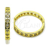 Oro Laminado Huggie Hoop, Gold Filled Style Heart Design, with White Micro Pave, Polished, Golden Finish, 02.237.0068.30