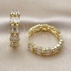 Oro Laminado Huggie Hoop, Gold Filled Style Baguette Design, with White Cubic Zirconia, Polished, Golden Finish, 02.237.0069.25