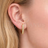 Oro Laminado Huggie Hoop, Gold Filled Style Heart Design, with White Cubic Zirconia, Polished, Golden Finish, 02.237.0070.20