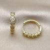 Oro Laminado Huggie Hoop, Gold Filled Style Heart Design, with White Cubic Zirconia, Polished, Golden Finish, 02.237.0070.20