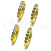Oro Laminado Huggie Hoop, Gold Filled Style Heart Design, with White Cubic Zirconia, Polished, Golden Finish, 02.237.0070.20