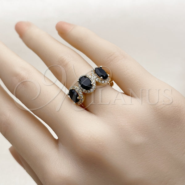 Gold Filled Ring — Multi Stone Ring Cluster Design with Black Cubic — alternate product view — SKU 164128 | Oro Laminado anillo — Multi Stone Ring Cluster diseño with negro Cubic — SKU 164128