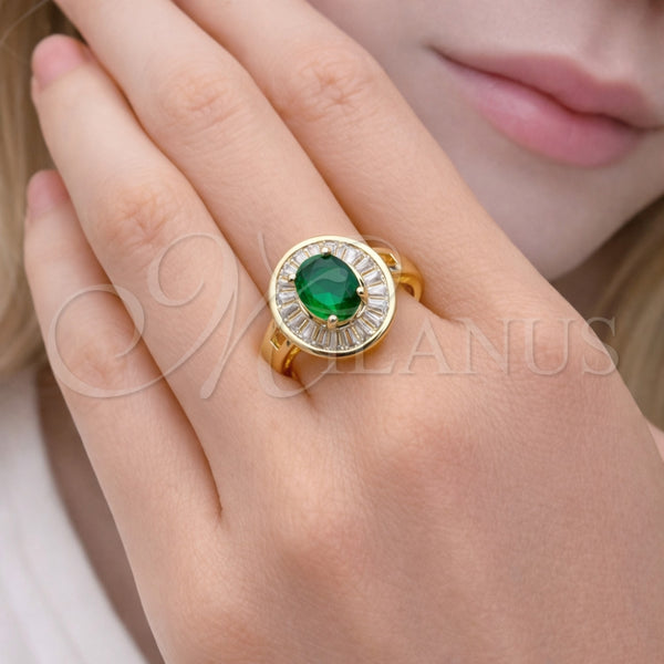 Gold Filled Ring — Multi Stone Ring Cluster and Baguette Design with — main product view — SKU 164129 | Oro Laminado anillo — Multi Stone Ring Cluster and Baguette diseño with — SKU 164129