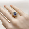 Oro Laminado Multi Stone Ring, Gold Filled Style Baguette and Cluster Design, with Sapphire Blue and White Cubic Zirconia, Polished, Golden Finish, 01.284.0111.1 (One size fits all)