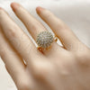 Oro Laminado Multi Stone Ring, Gold Filled Style Ball Design, with White Cubic Zirconia, Polished, Golden Finish, 01.266.0075 (One size fits all)